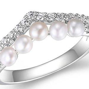 Diamonique Cultured Pearl Ring, Sterling Silver